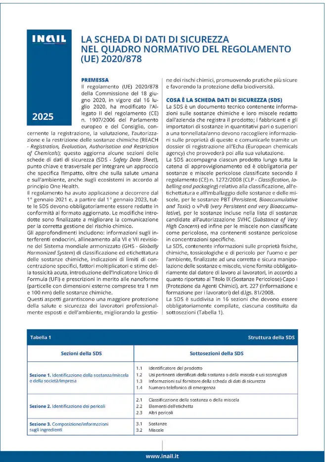 La scheda di dati di sicurezza nel quadro normativo del regolamento (UE) 2020/878 La scheda di dati di sicurezza nel quadro normativo del regolamento (UE) 2020/878